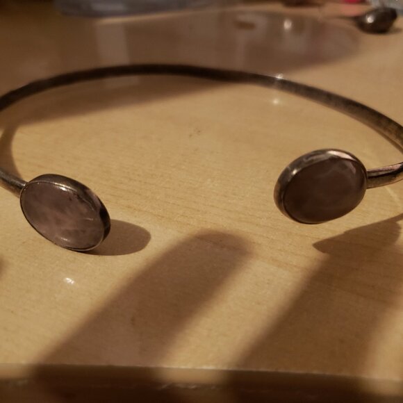 Silver and Rose Quartz Vintage Choker Necklace - Picture 1 of 3